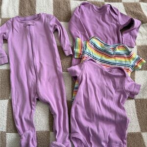 Primary Purple and Striped Kids One Piece Set